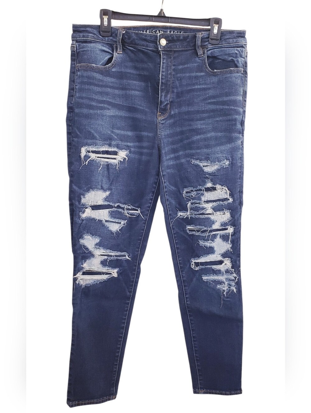 American Eagle Outfitters Distressed Dark Blue Skinny Jeans